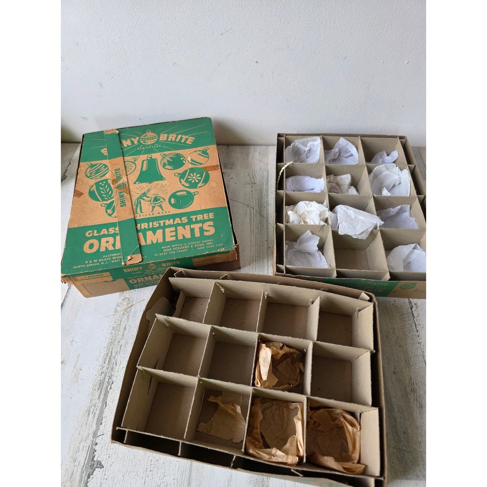 Vintage shiny Brite empty boxes large green Xmas tree